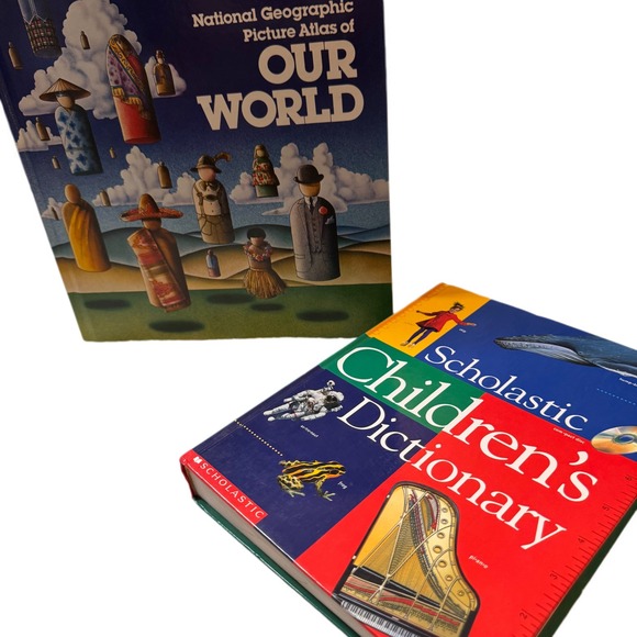 Books National Geographic Our World Atlas & Scholastic Children's Dictionary - Picture 1 of 5